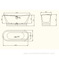 67 Inch Freestanding Skirted Mirror Cast Iron Bathtub